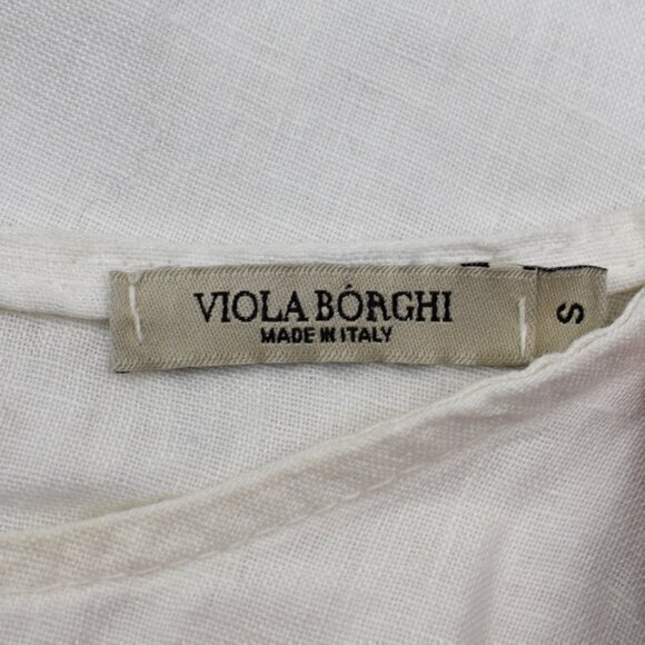 Viola Borghi Cap Sleeve Linen Blouse Size Small Color Cream Gently Used‎ - Picture 4 of 5